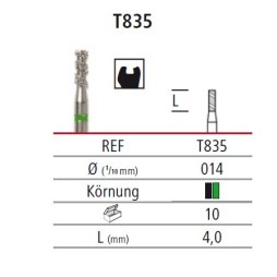 Diamond bur cylinder short - Turbo T835, turbine FG