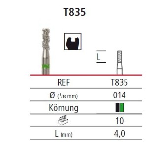 Diamond bur cylinder short - Turbo T835, turbine FG