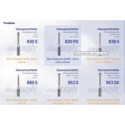 Micropreparation diamond  burs, medium grit - set 6 pcs.