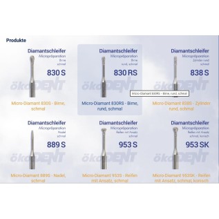 Set diamond burs for micropreparation - 6 pieces.