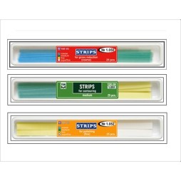 Double polishing strips in 3 different double abrasive active sides.