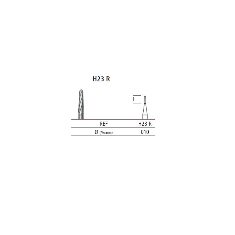 Tungsten carbide bur - fissure preparation (taper shaped with round end) H23R * HP