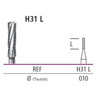 Carbide bur - fissure preparation (double cut flat end long cylinder)