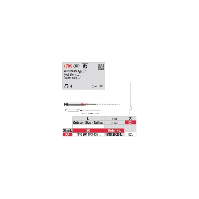Root filler Type "L" * 25 mm, with coil spring - box of 4pcs.
