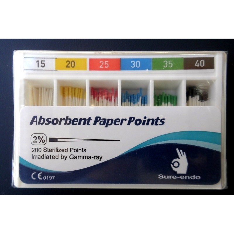 Absorbent paper points 2% - box (200 pcs.)