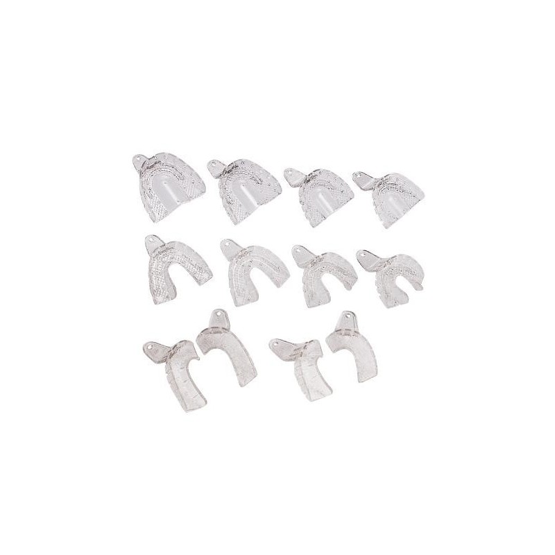 Set 12 autoclavable impression trays, policarbonate and perforated